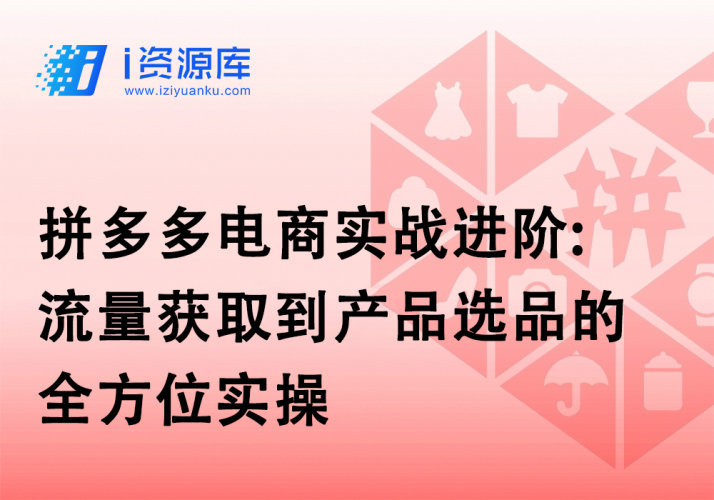 拼多多电商实战进阶:流量获取到产品选品的全方位实操-i资源库