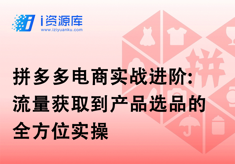 拼多多电商实战进阶:流量获取到产品选品的全方位实操-i资源库